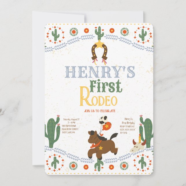 Western First Birthday Rodeo Baby Invitation (Front)