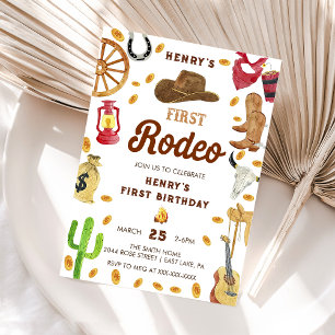 Western First Birthday Rodeo Baby Invitation