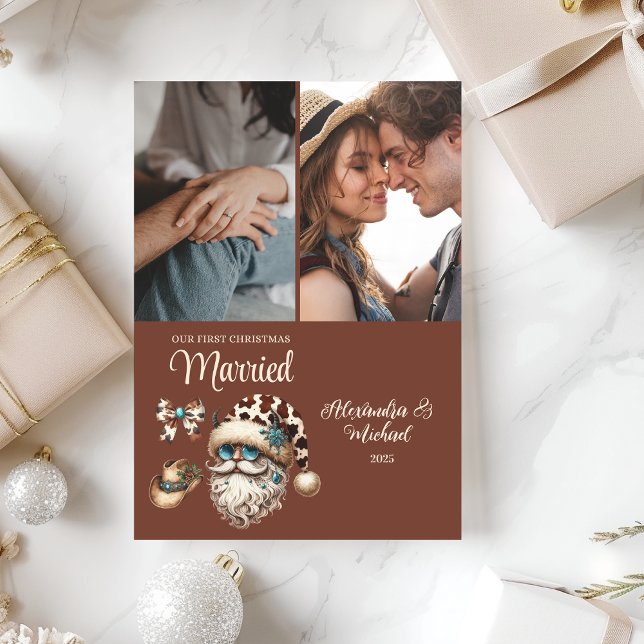 Western First Christmas Married 2 Photo  Holiday Card (Creator Uploaded)