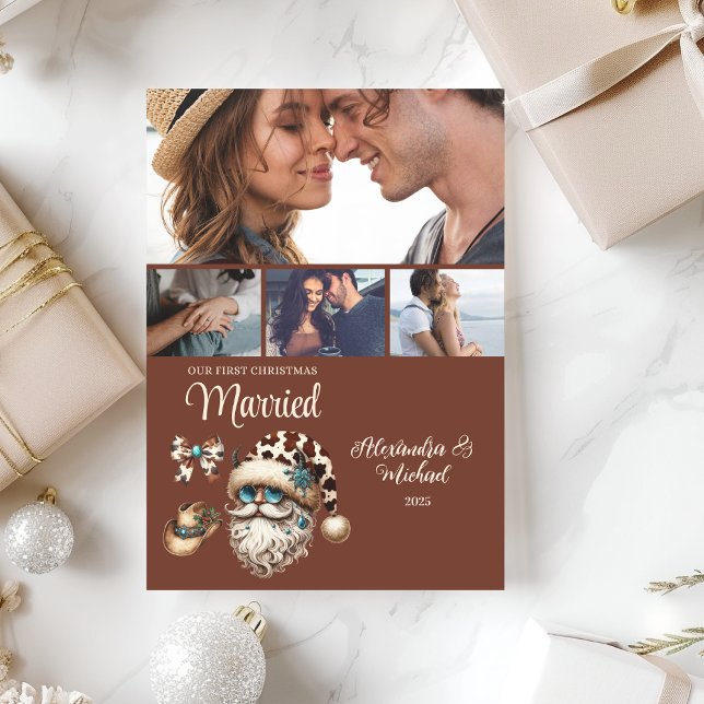 Western First Christmas Married 4 Photo  Holiday Card (Creator Uploaded)