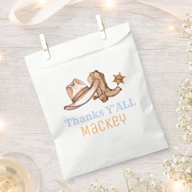 Western First Rodeo Birthday Party Paper Plate Favour Bag (Clipped)