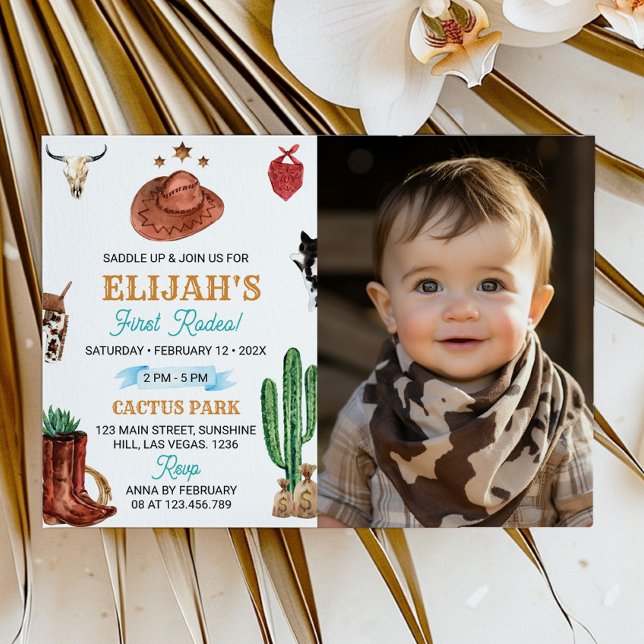 Western First Rodeo Cowboy 1st Birthday Invitation (Creator Uploaded)