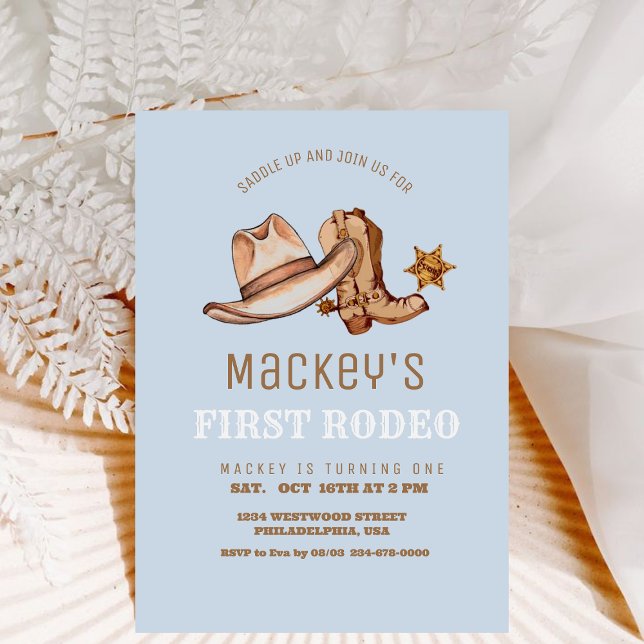 Western First Rodeo Cowboy Birthday  Invitation (Creator Uploaded)