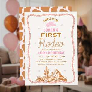 Western First Rodeo Cowgirl 1st Birthday Invitation