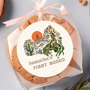 Western First Rodeo Cowgirl 1st Birthday Sticker