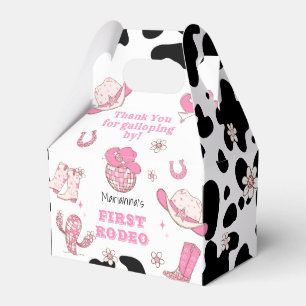 Western First Rodeo Cowgirl pink Birthday party Favour Box