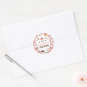 Western First Rodeo Girl 1st Birthday Pink Classic Round Sticker