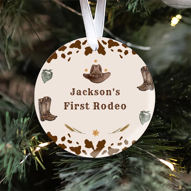 Western First Rodeo Party Ceramic Ornament (Creator Uploaded)