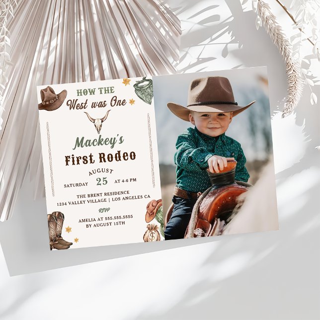 Western First Rodeo Rustic  Birthday Party Photo Invitation (Creator Uploaded)