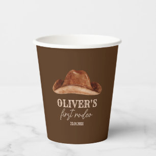 Western First Rodeo Wild West Cowboy 1st Birthday Paper Cups