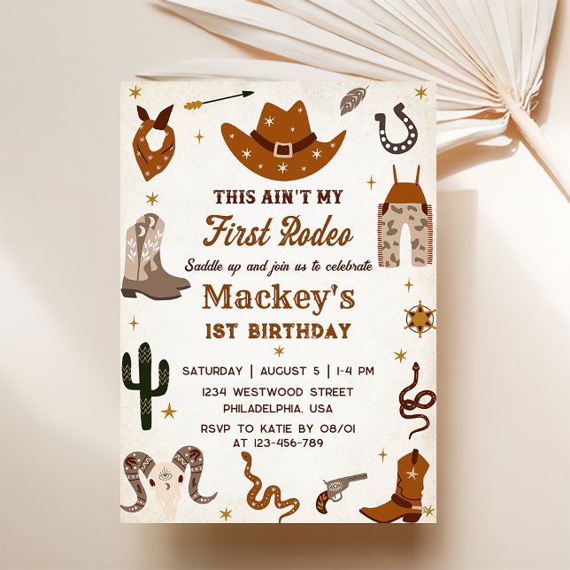 Western First Rodeo Wild West Cowboy Birthday Invitation (Creator Uploaded)