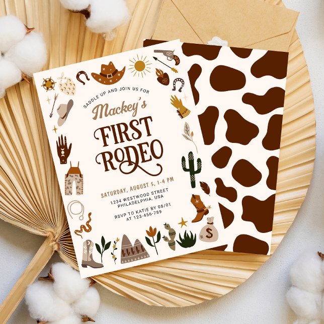 Western First Rodeo Wild West Cowboy Birthday Invitation (Creator Uploaded)