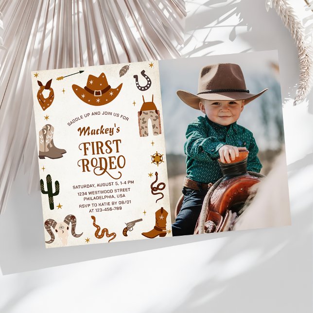 Western First Rodeo Wild West Cowboy Birthday  Invitation (Creator Uploaded)