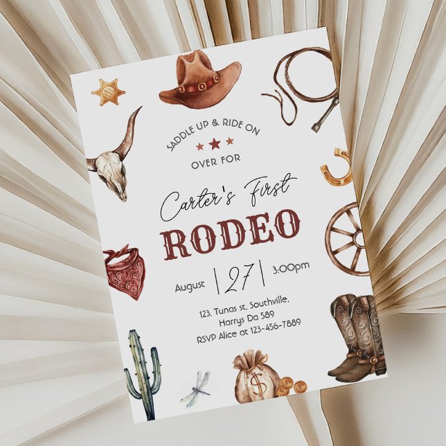 Western First Rodeo Wild West Cowboy Birthday Invitation (Creator Uploaded)