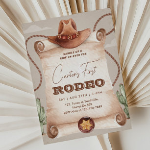 Western First Rodeo Wild West Cowboy Brown Invitation
