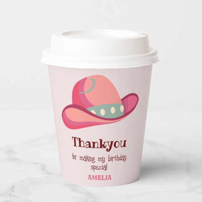 Western First Rodeo Wild West Cowgirl 1st Birthday Paper Cups (Front)