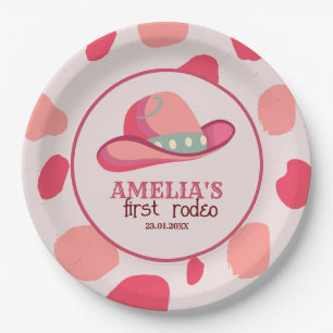 Western First Rodeo Wild West Cowgirl 1st Birthday Paper Plate