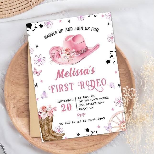 Western First Rodeo Wild West Cowgirl Birthday Invitation (Creator Uploaded)