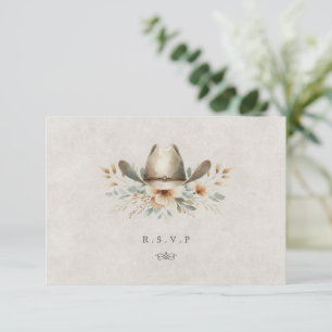 Western floral Cowboy hat meal choices RSVP Card