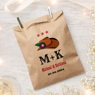 Western Floral Cowboy Hat Rustic Country Wedding Favour Bag