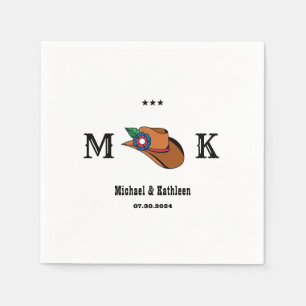 Western Floral Cowboy Hat Rustic Country Wedding Napkin