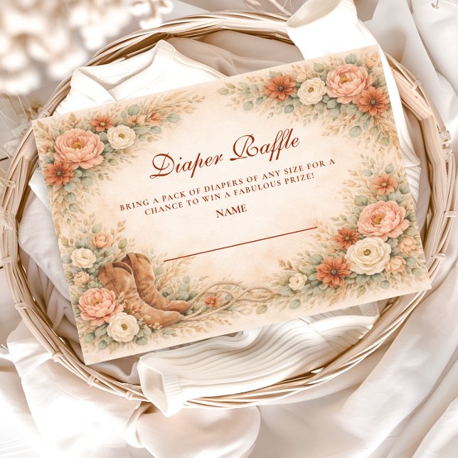 Western Floral Cowgirl Baby Shower Diapper Raffle Enclosure Card (Creator Uploaded)