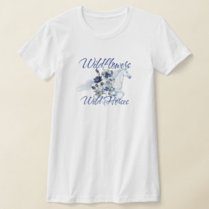 Western Flowers Horses  T-Shirt