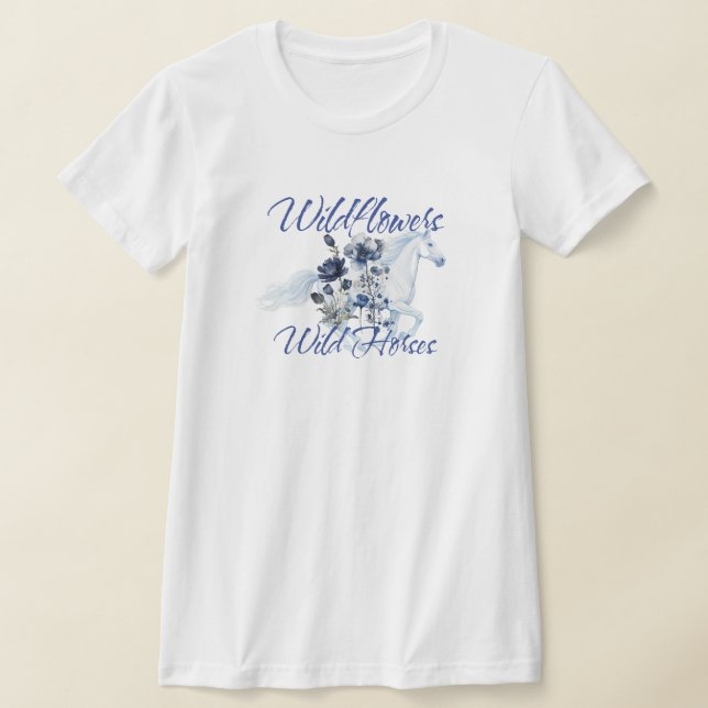Western Flowers Horses  T-Shirt (Laydown)