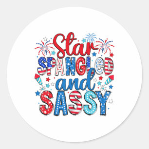 Western Funny Star Spangled Sy 4th Of July Indepen Classic Round Sticker