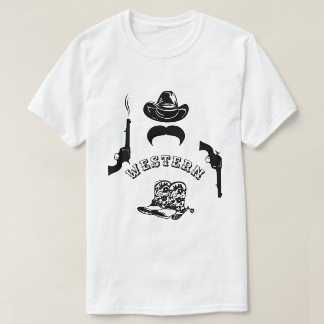 Western funny, unique, elegant, customisable T-Shirt (Design Front)