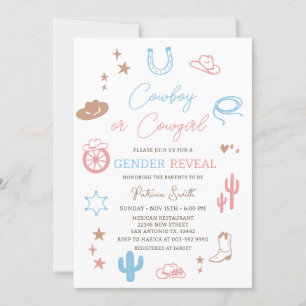 Western Gender Reveal Cowboy or Cowgirl  Invitation