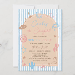 Western Gender Reveal Cowboy or Cowgirl Stripe Invitation