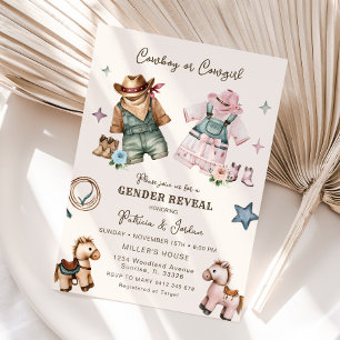 Western Gender Reveal Cowgirl or Cowboy  Invitation