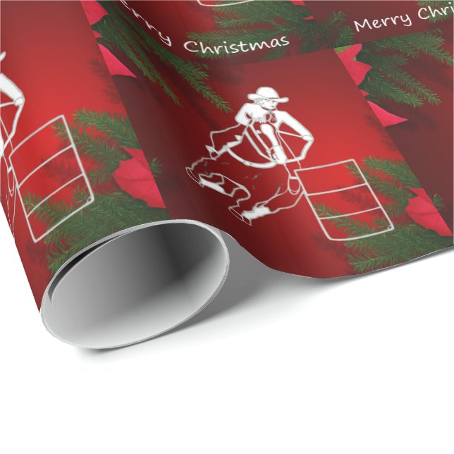 Western Gift Wrap Paper Christmas Barrel Racing (Roll Corner)