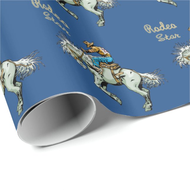 Western Gift Wrapping Paper Rodeo Bronc Rider (Roll Corner)