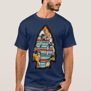 Western Girl Country Serape Cowhide Cactus Arrowhe T-Shirt