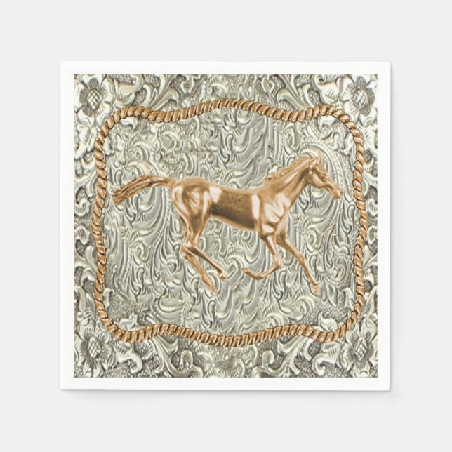Western Gold Horse Belt Buckle Napkin (Front)