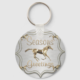 Western Gold Horse seasons Greetings Key Ring