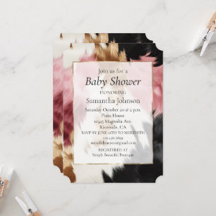 Western Gold Pink Black Cream Cowgirl Cowhide  Invitation