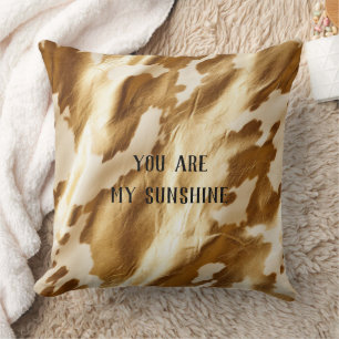 Western Gold White Cream Cowhide Cushion