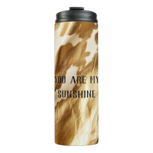Western Gold White Cream Cowhide Thermal Tumbler