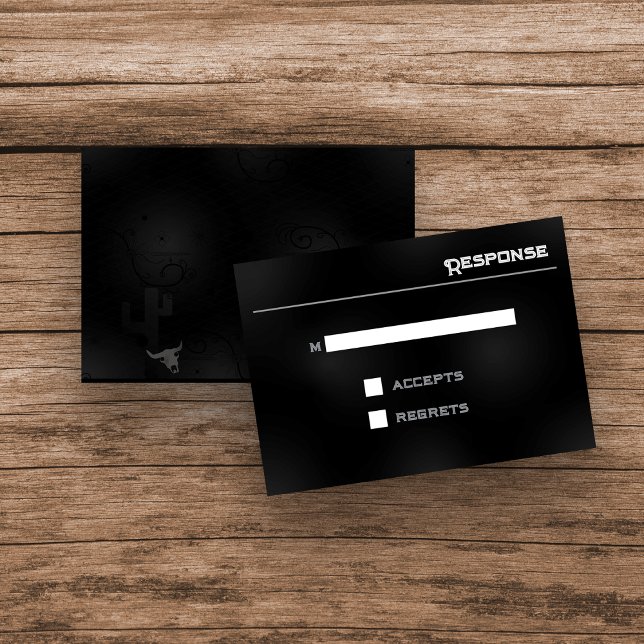 Western Goth Wedding Stationery Response Card (Response Card for Western Gothic Wedding Invitation Suite)