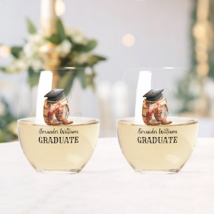 Western Graduation Party Cowboy Stemless Wine Glass