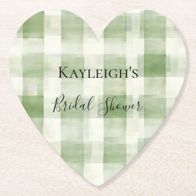 Western Green Cream Plaid Stripes Country   Paper Coaster (Front)