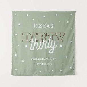 Western Green Dirty Thirty 30th Birthday Backdrop Tapestry