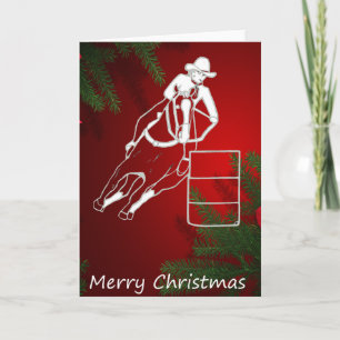 Western Greeting Card Christmas Barrel Racing