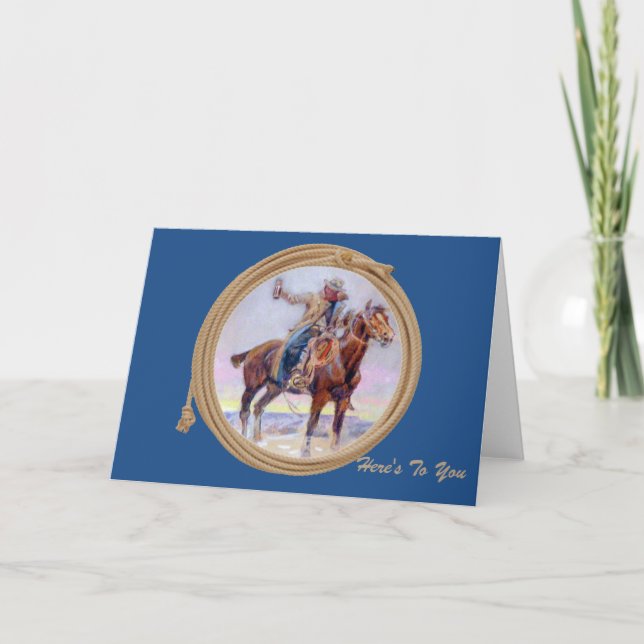 Western Greeting Card Cowboy On Horse (Front)