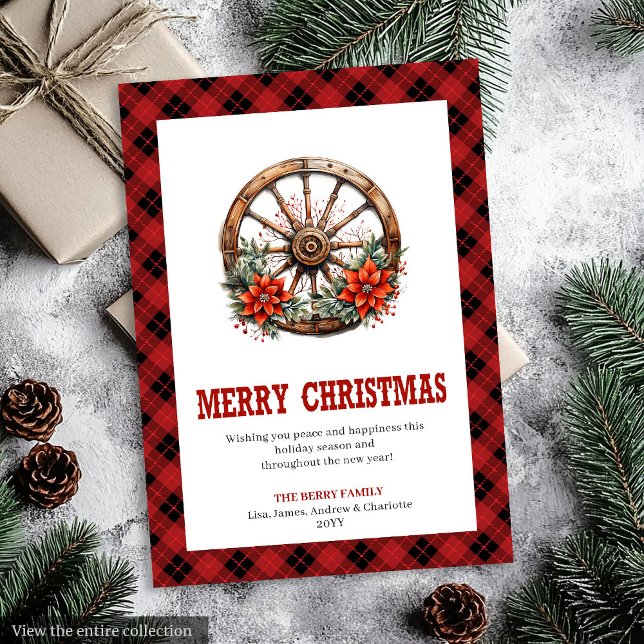 Western greeting card with wagon wheel plaid (Western greeting card with wagon wheel plaid

)