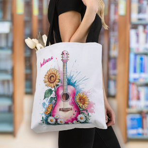 Western Guitar Daisies Sunflowers Personalised Tote Bag