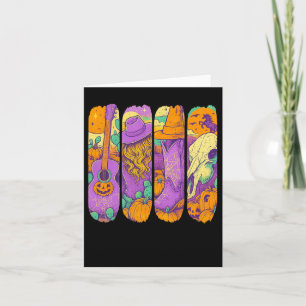 Western Halloween Cowgirl Pumkin Guitar Boots Cow Card
